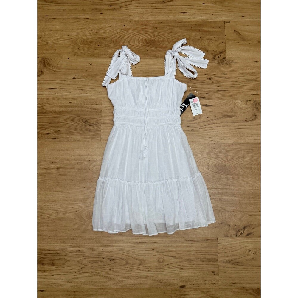 Trixie Lua White Tie-Strap Tiered Mini Dress